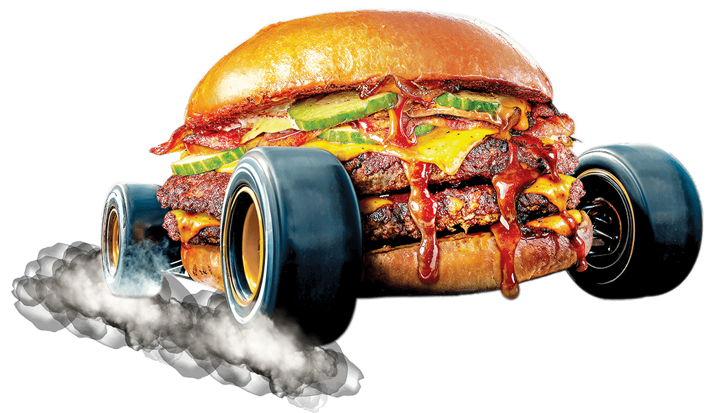 happy burger feat red bull energy drink logo